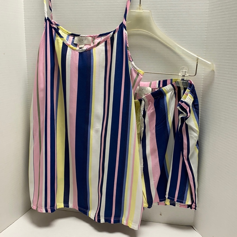 Loft pajama short set Size Large stripes sleepwear PJs lounge set casual summer